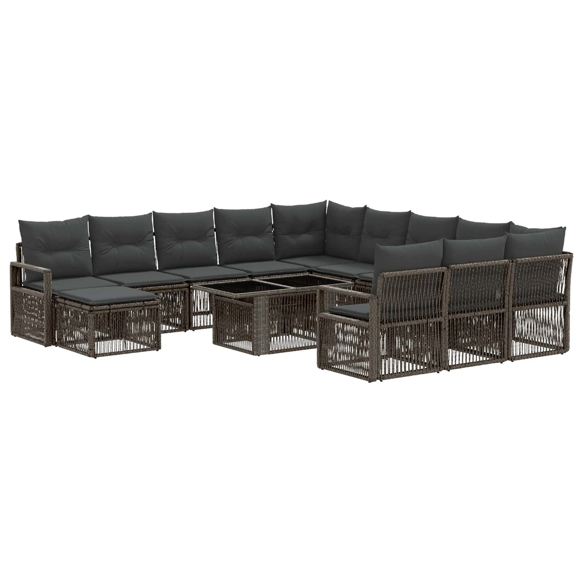 Gartensofa-set 13 stk. Grau und Dunkelgrau Poly-Rattan