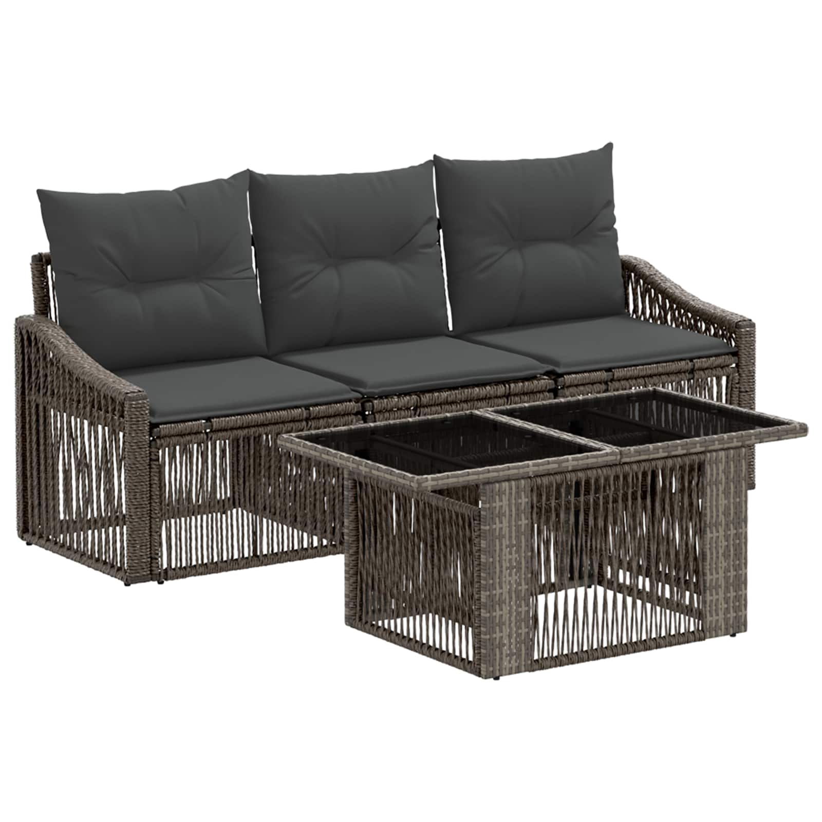 Gartensofa-set 4 stk. Grau und Dunkelgrau Poly-Rattan