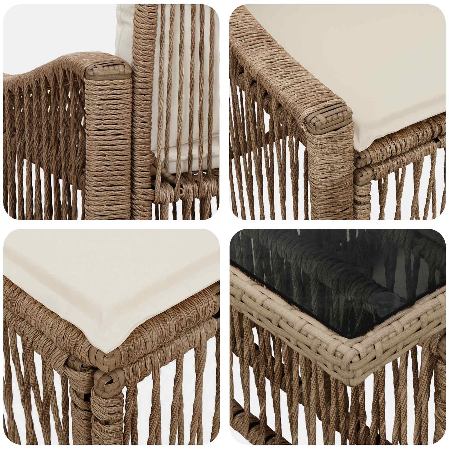 Gartensofa-set 4 stk. Beige und Cremeweiß Poly-Rattan