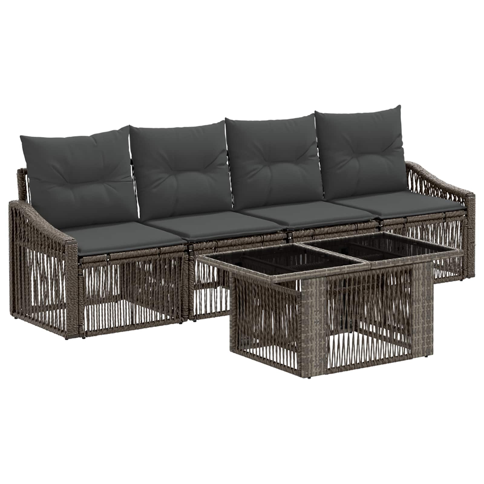 Gartensofa-set 5 stk. Grau und Dunkelgrau Poly-Rattan