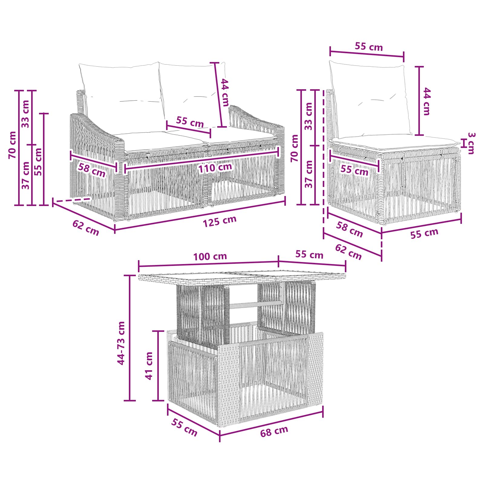Gartensofa-set 5 stk. Beige und Cremeweiß Poly-Rattan