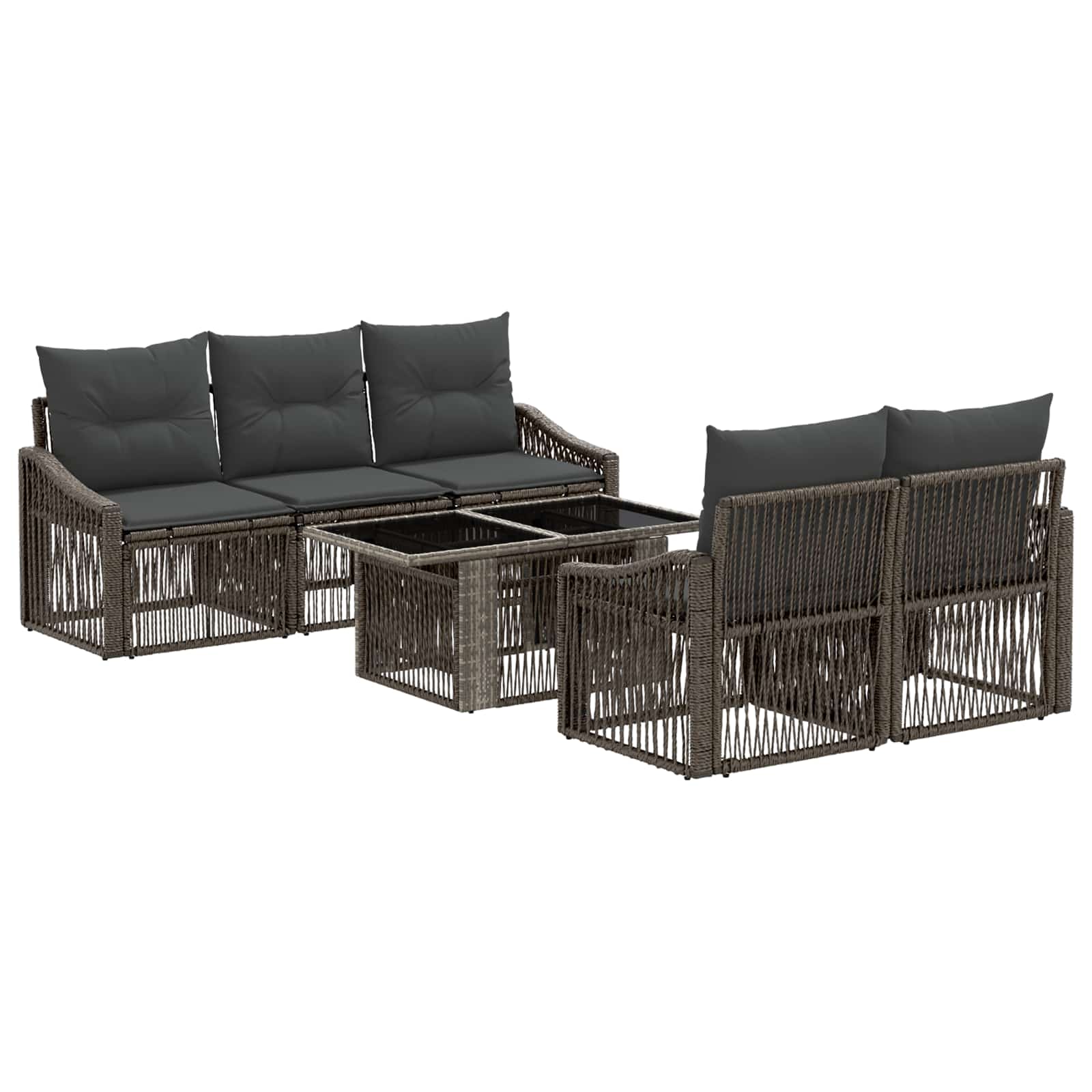 Gartensofa-set 6 stk. Grau und Dunkelgrau Poly-Rattan