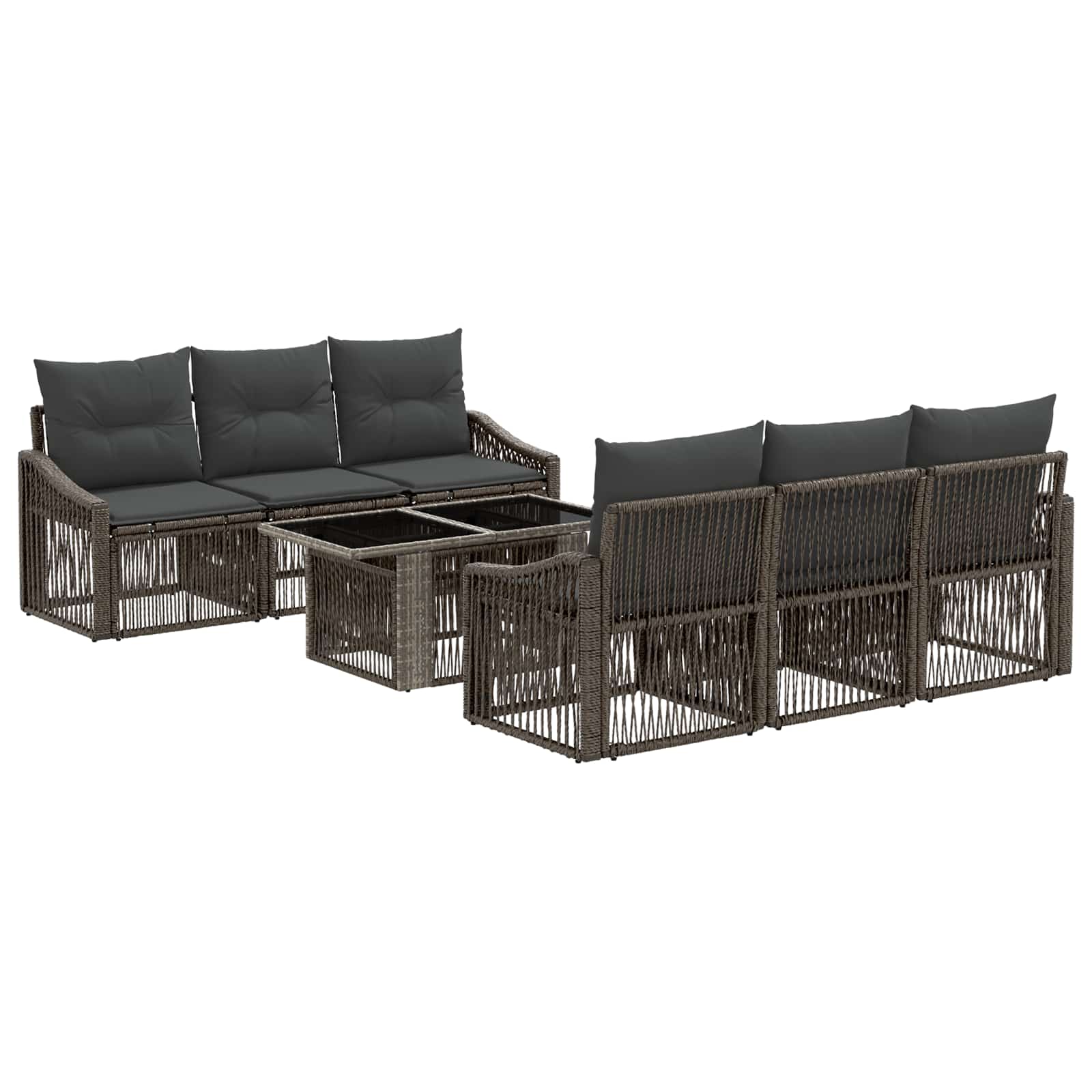 Gartensofa-set 7 stk. Grau und Dunkelgrau Poly-Rattan