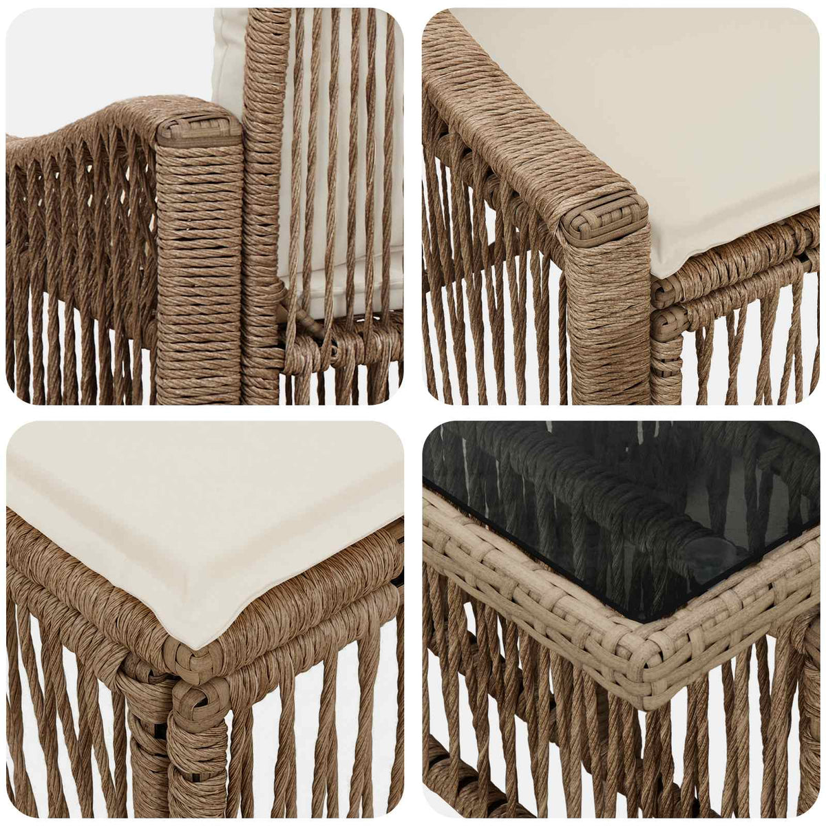 Gartensofa-set 7 stk. Beige und Cremeweiß Poly-Rattan