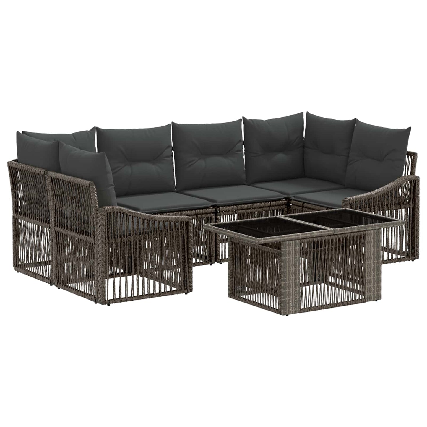 Gartensofa-set 7 stk. Grau und Dunkelgrau Poly-Rattan