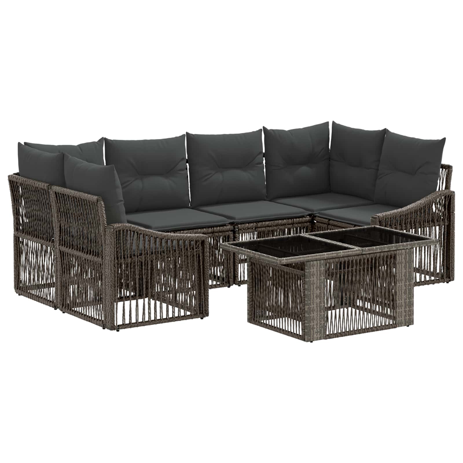 Gartensofa-set 7 stk. Grau und Dunkelgrau Poly-Rattan