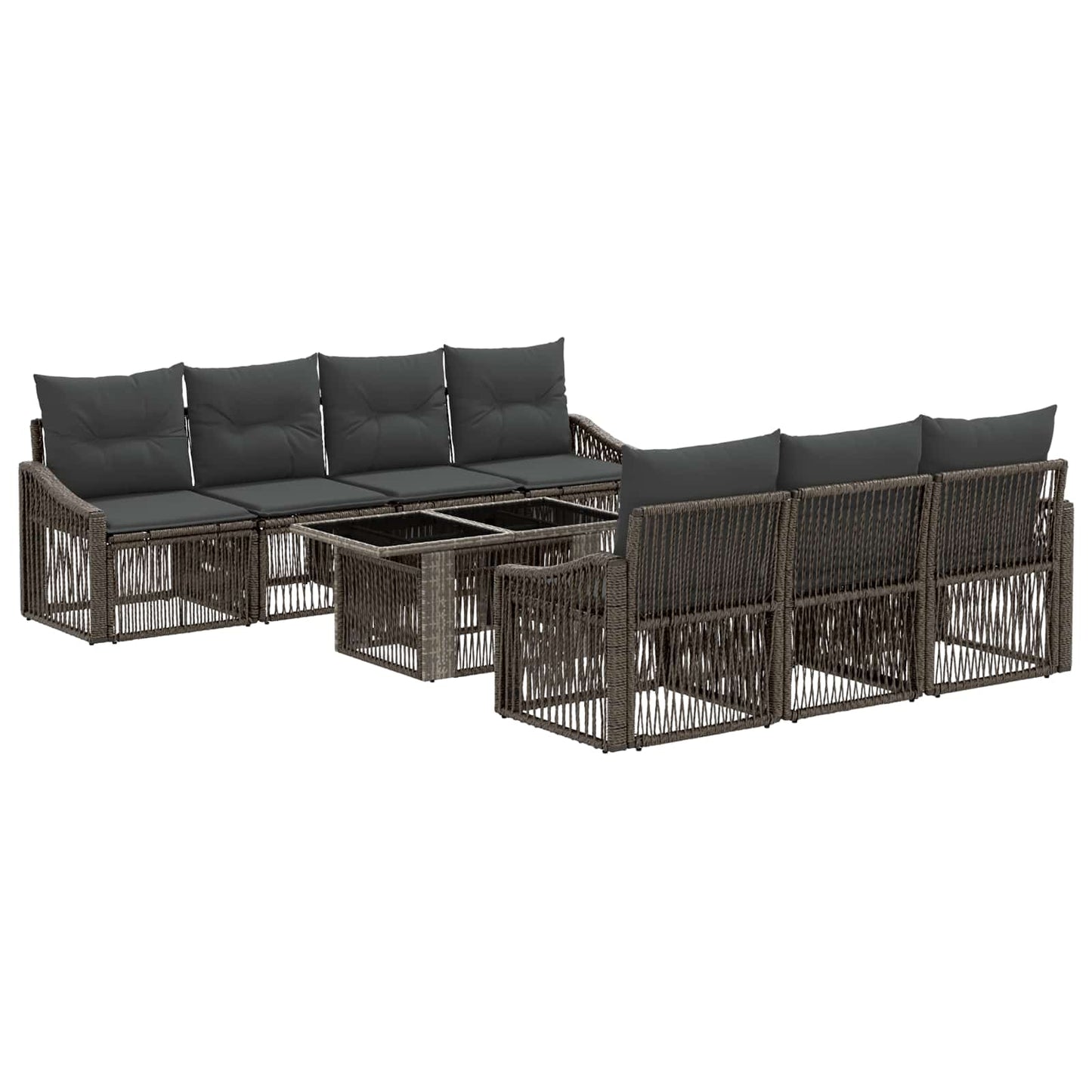 Gartensofa-set 8 stk. Grau und Dunkelgrau Poly-Rattan