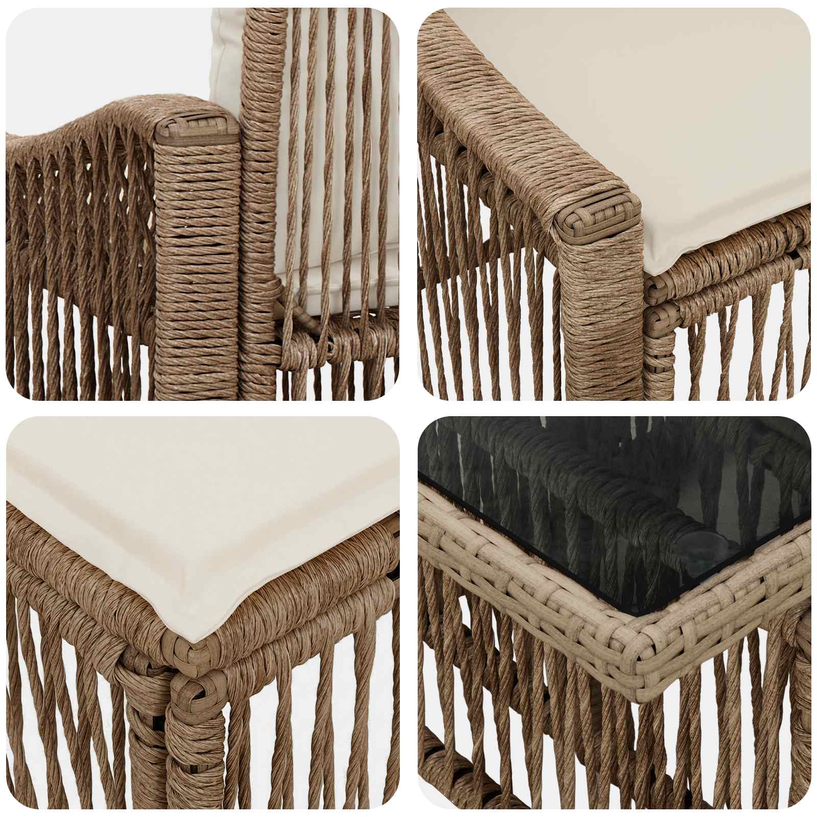 Gartensofa-set 8 stk. Beige und Cremeweiß Poly-Rattan