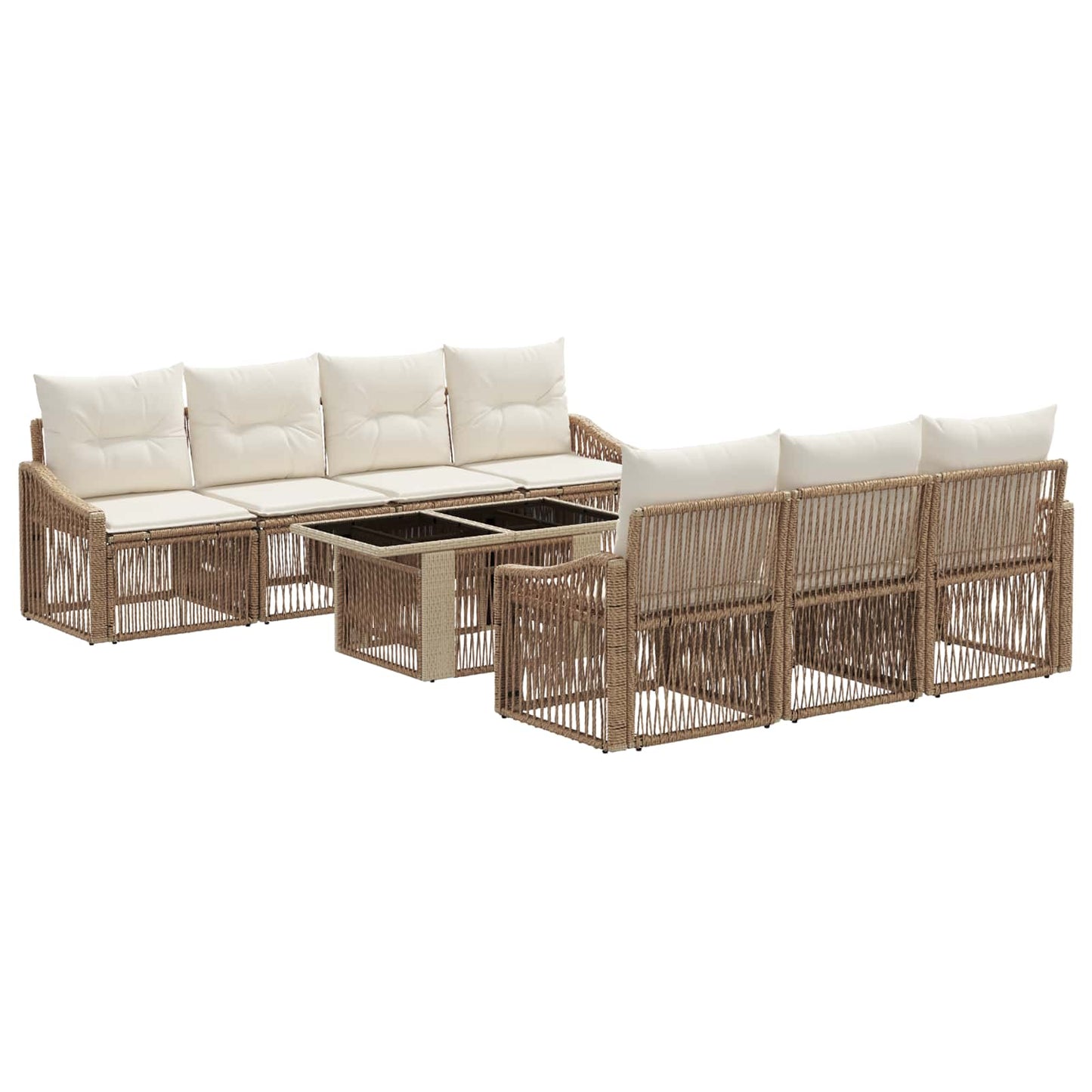 Gartensofa-set 8 stk. Beige und Cremeweiß Poly-Rattan
