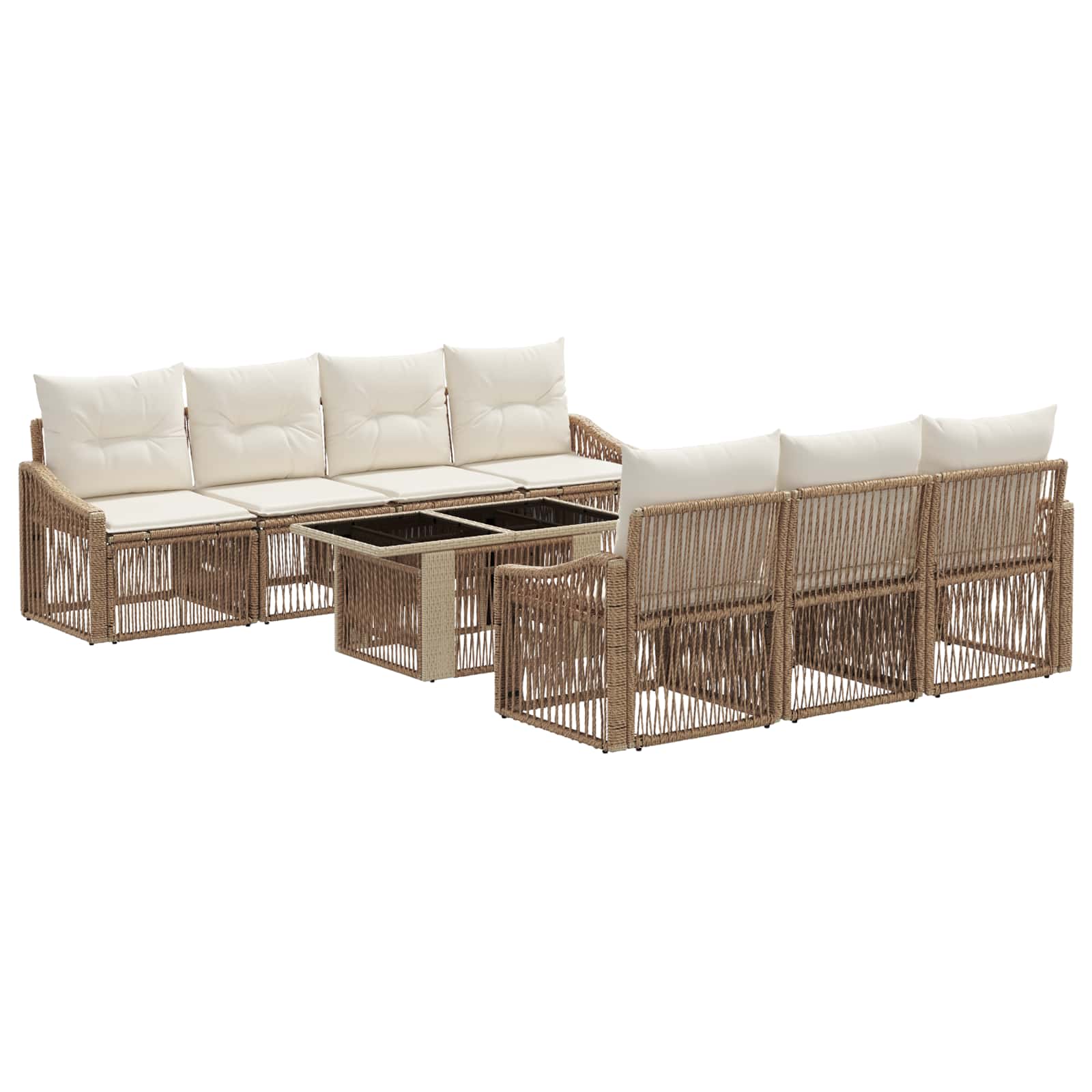 Gartensofa-set 8 stk. Beige und Cremeweiß Poly-Rattan