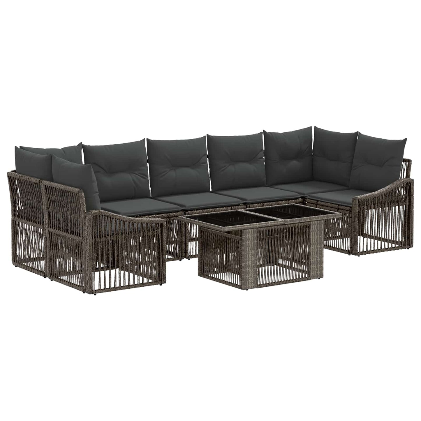 Gartensofa-set 8 stk. Grau und Dunkelgrau Poly-Rattan