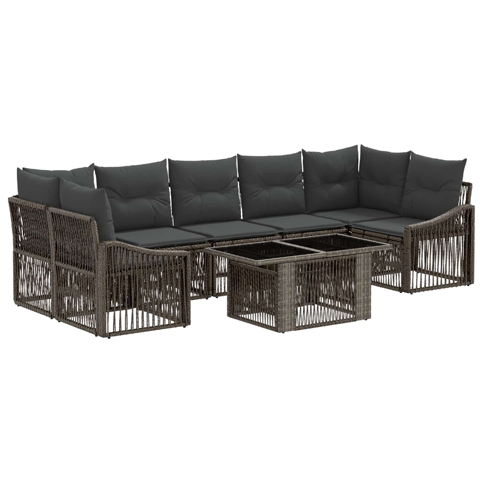 Gartensofa-set 8 stk. Grau und Dunkelgrau Poly-Rattan
