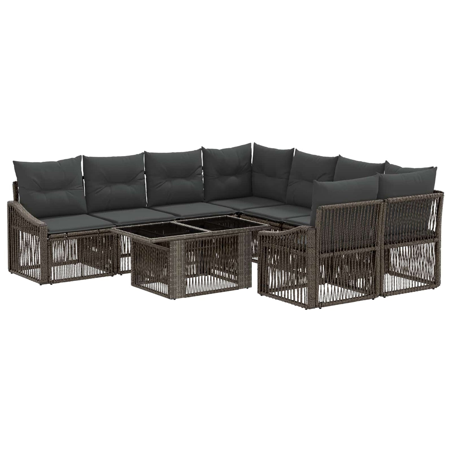 Gartensofa-set 9 stk. Grau und Dunkelgrau Poly-Rattan