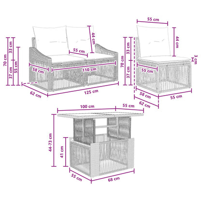 Gartensofa-set 13 stk. Schwarz und Cremeweiß Poly-Rattan