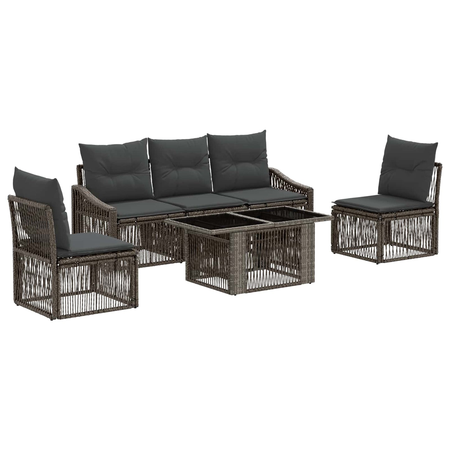 Gartensofa-set 6 stk. Grau und Dunkelgrau Poly-Rattan