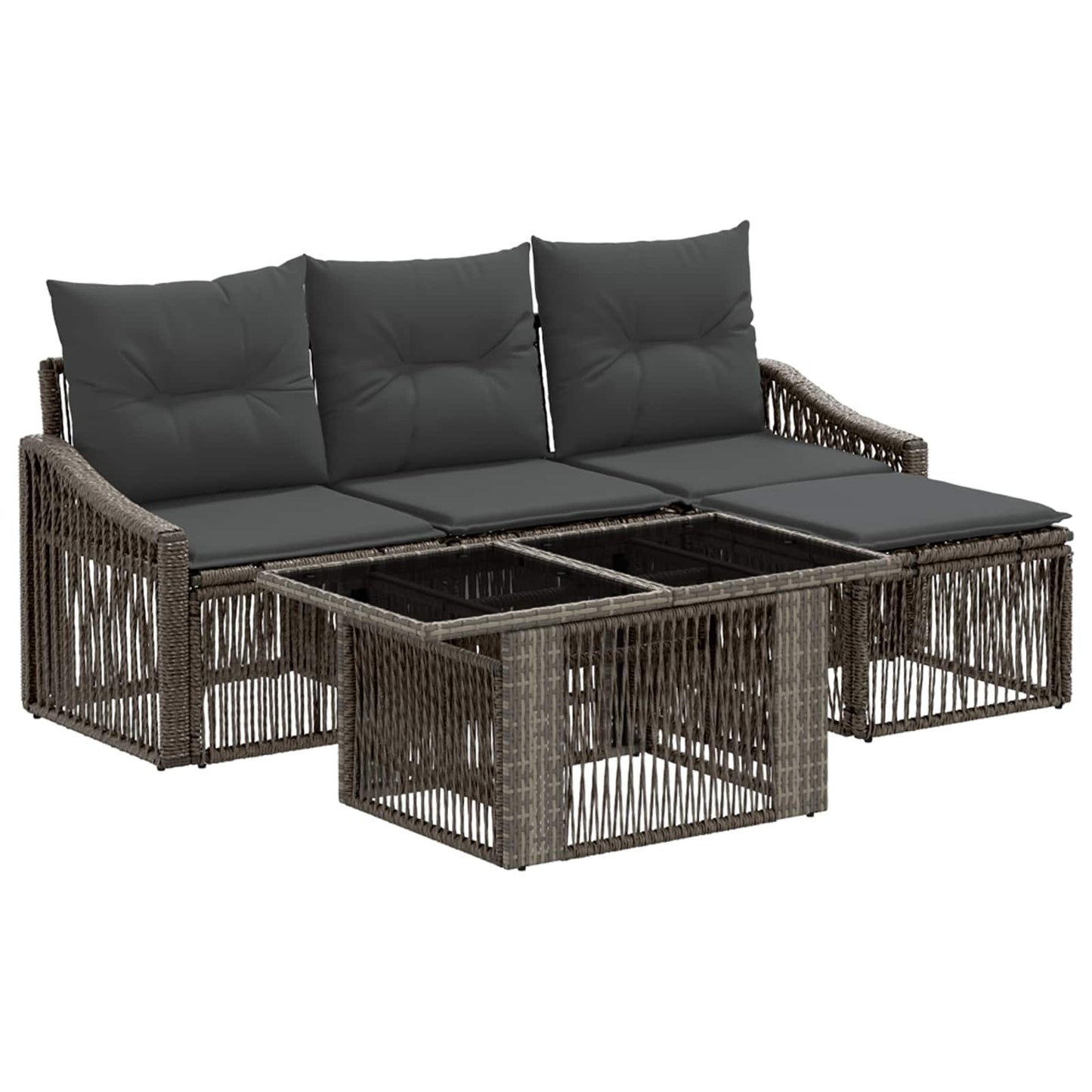 Gartensofa-set 5 stk. Grau und Dunkelgrau Poly-Rattan
