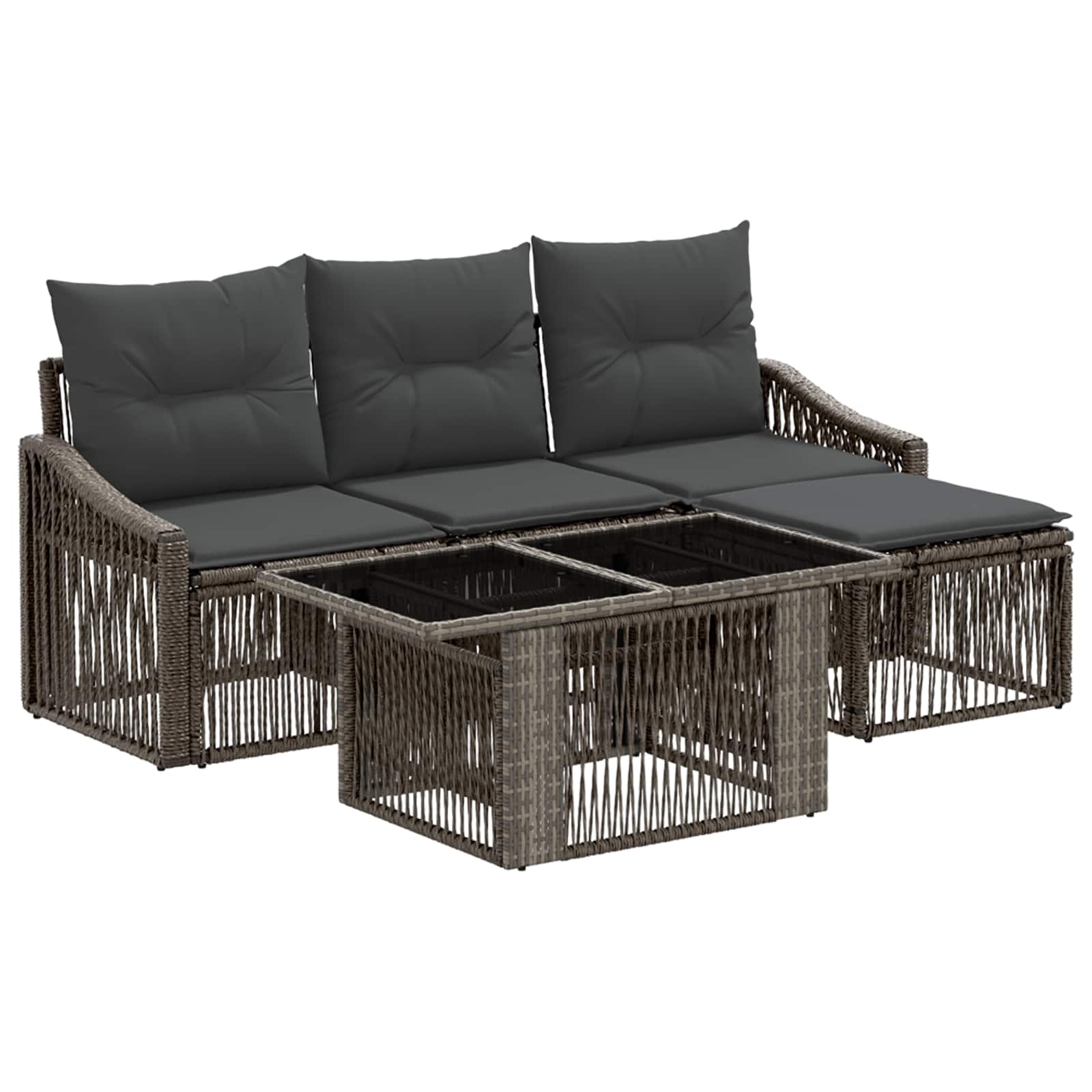 Gartensofa-set 5 stk. Grau und Dunkelgrau Poly-Rattan