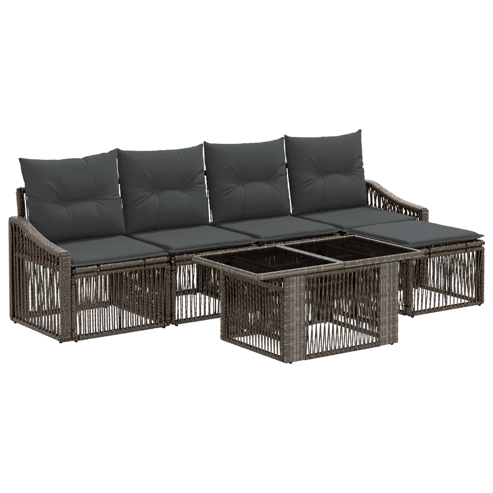 Gartensofa-set 6 stk. Grau und Dunkelgrau Poly-Rattan
