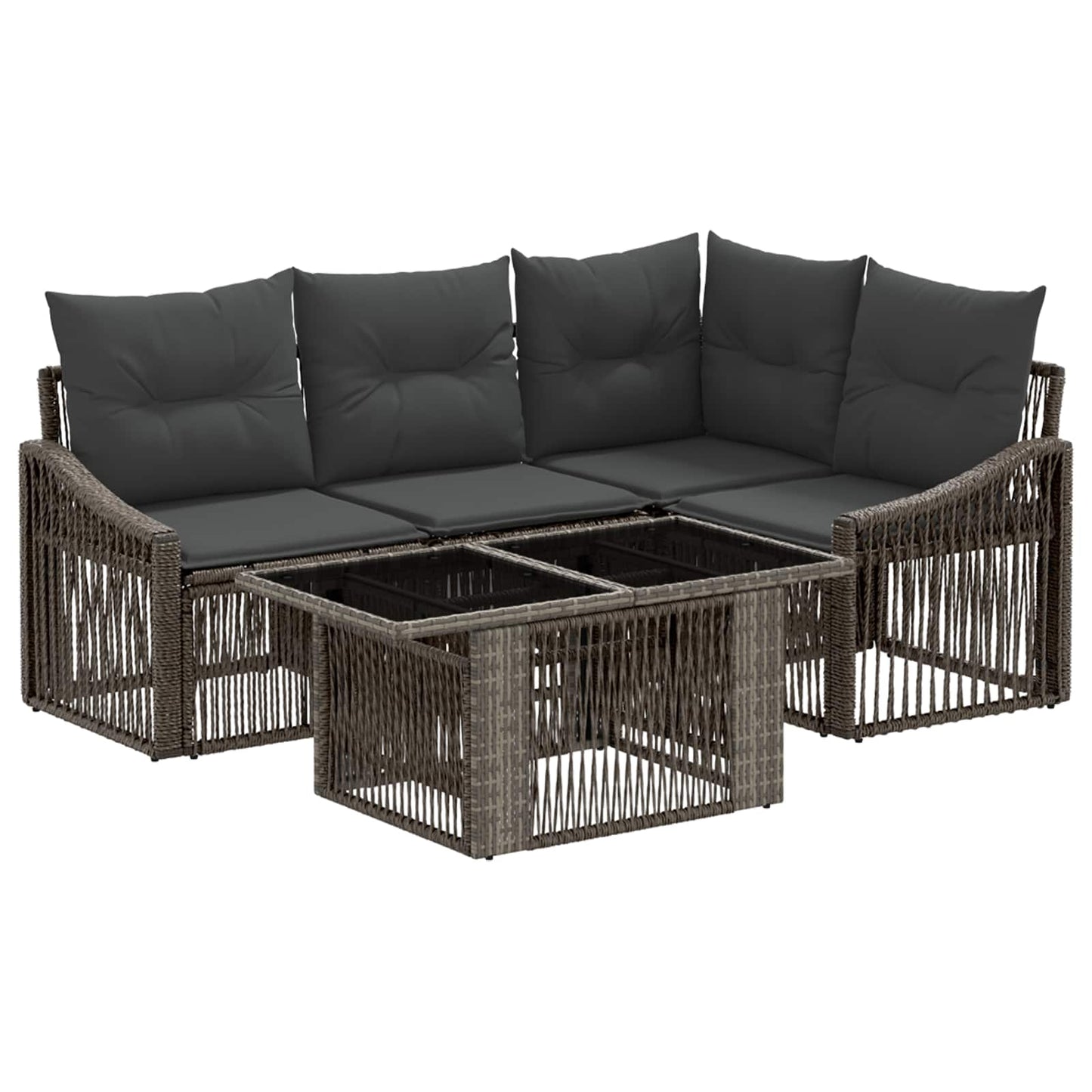 Gartensofa-set 5 stk. Grau und Dunkelgrau Poly-Rattan