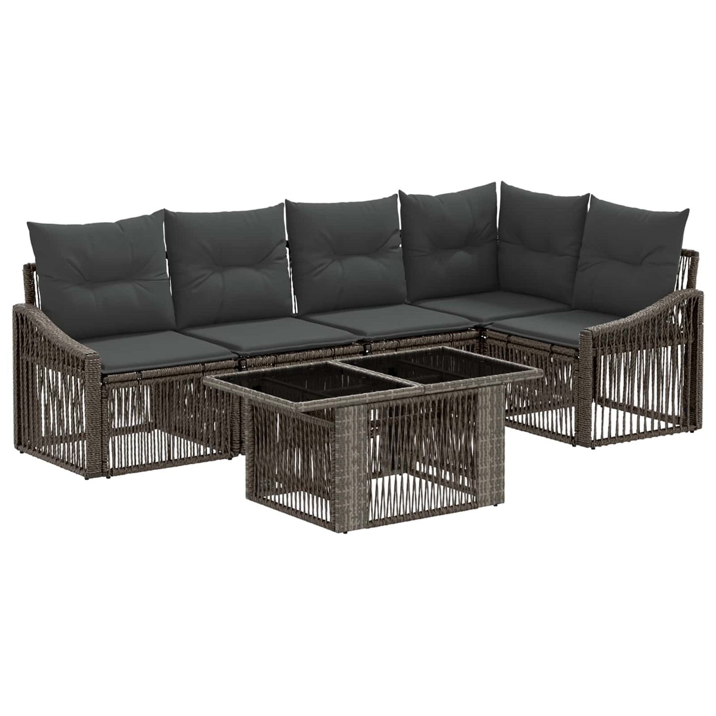 Gartensofa-set 6 stk. Grau und Dunkelgrau Poly-Rattan