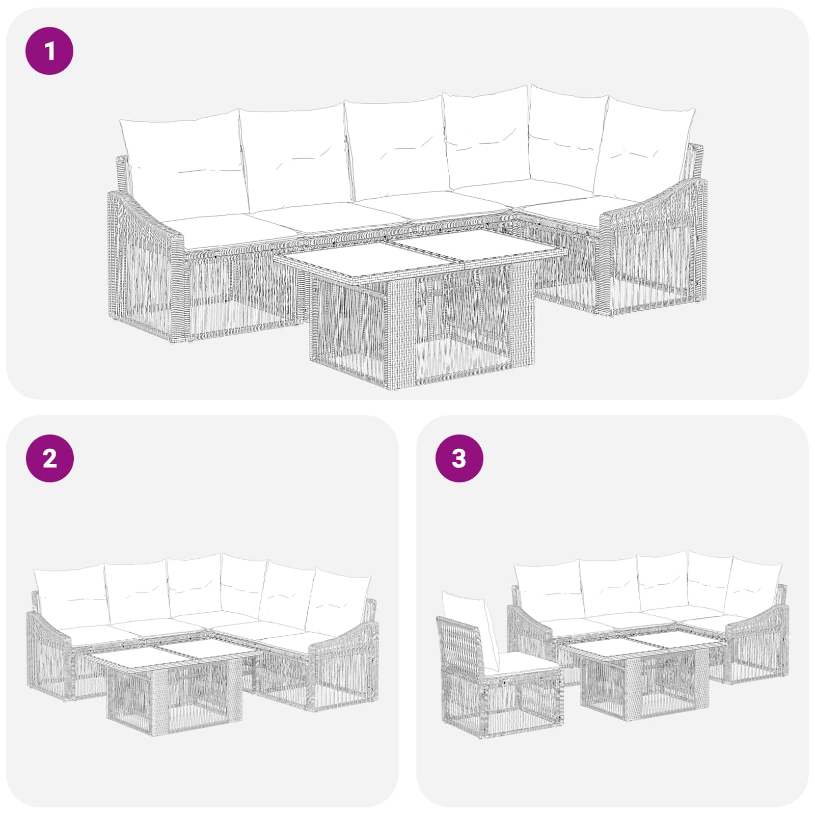 Gartensofa-set 6 stk. Grau und Dunkelgrau Poly-Rattan