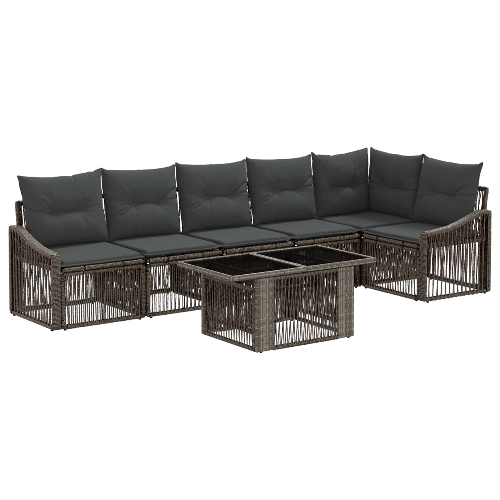 Gartensofa-set 7 stk. Grau und Dunkelgrau Poly-Rattan