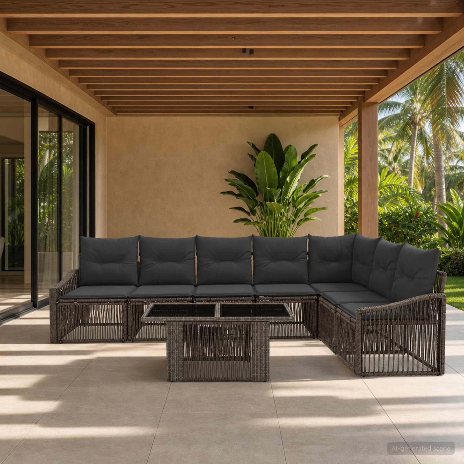 Gartensofa-set 8 stk. Grau und Dunkelgrau Poly-Rattan