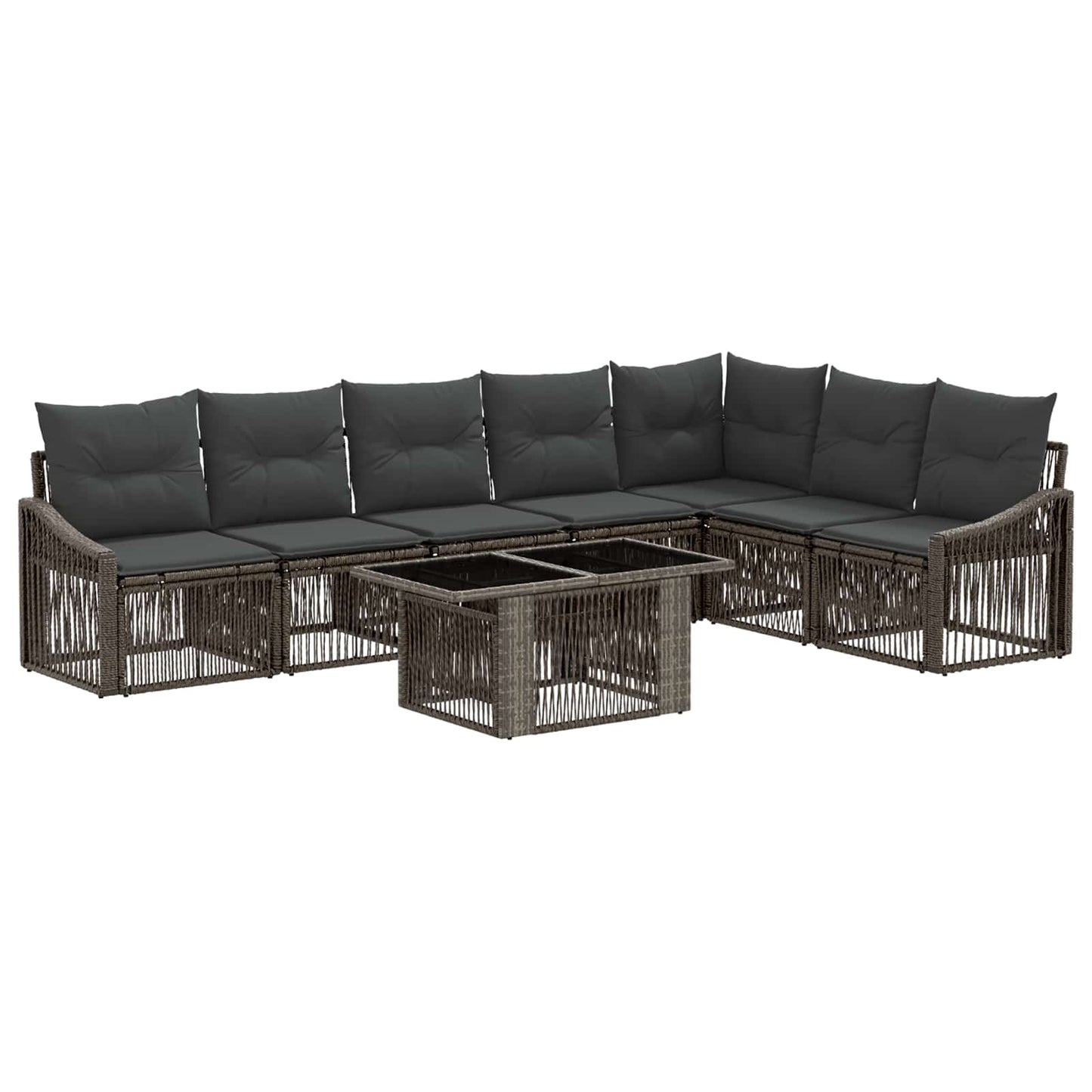 Gartensofa-set 8 stk. Grau und Dunkelgrau Poly-Rattan