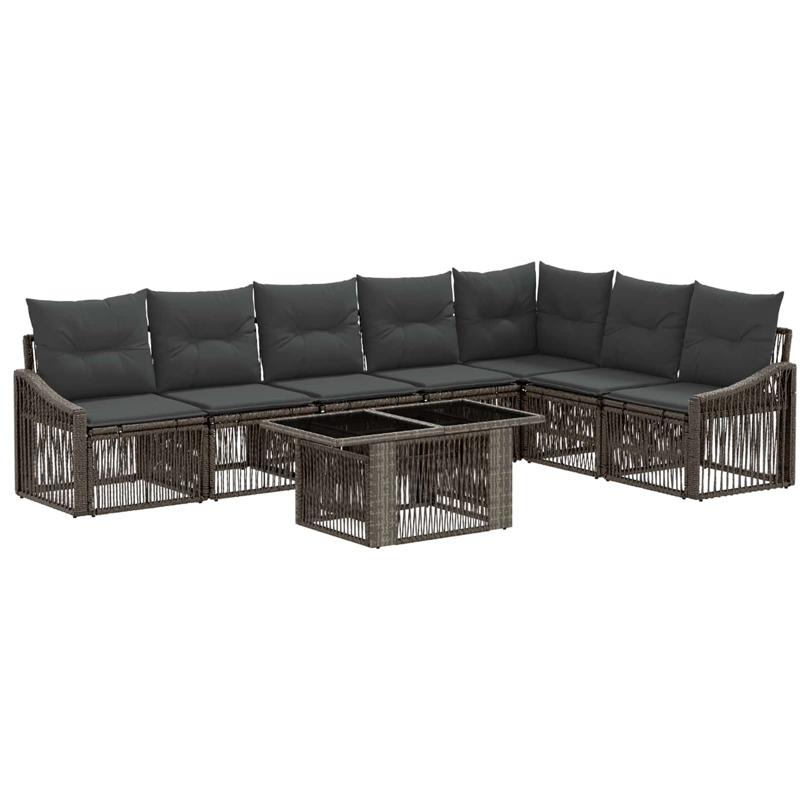 Gartensofa-set 8 stk. Grau und Dunkelgrau Poly-Rattan