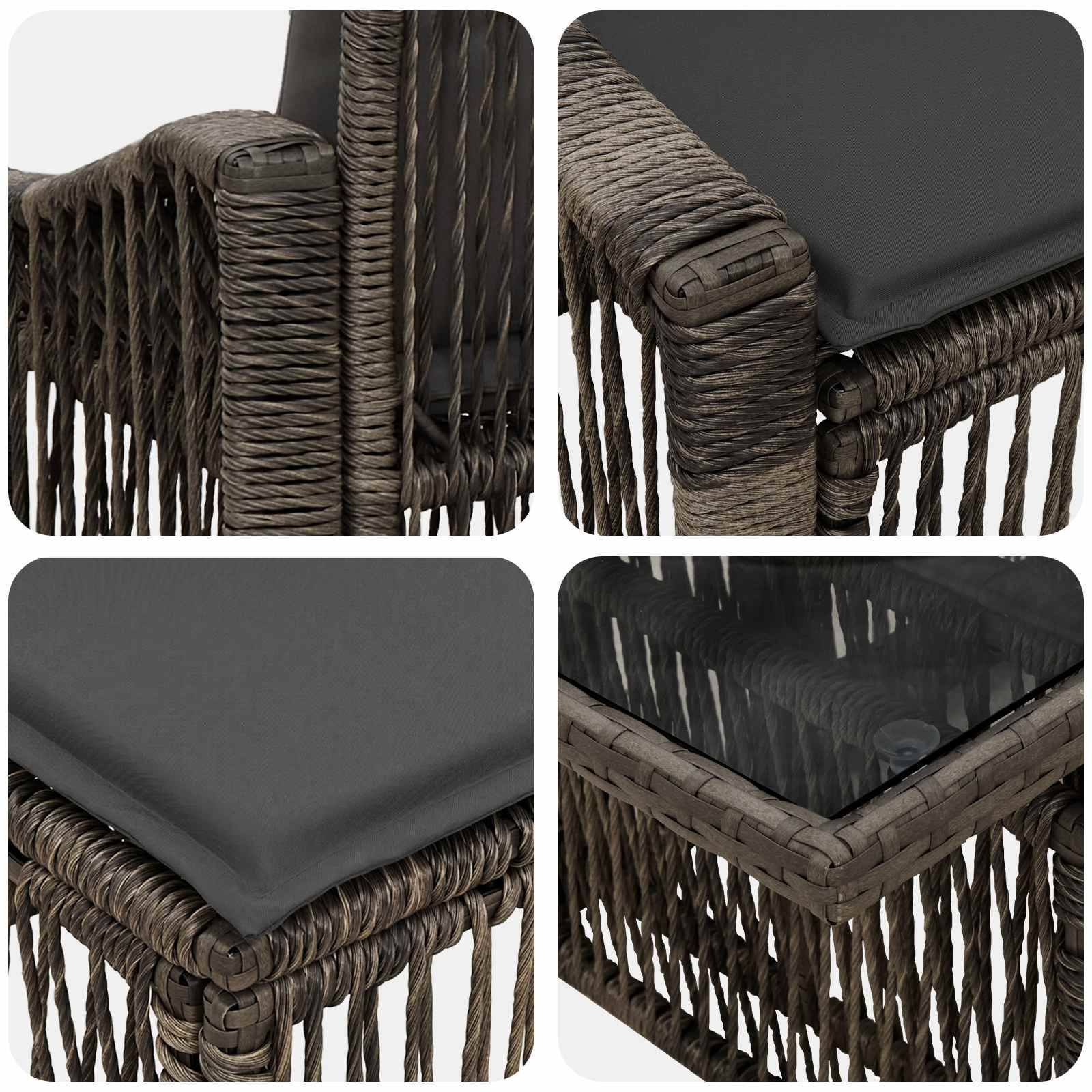Gartensofa-set 12 stk. Grau und Dunkelgrau Poly-Rattan