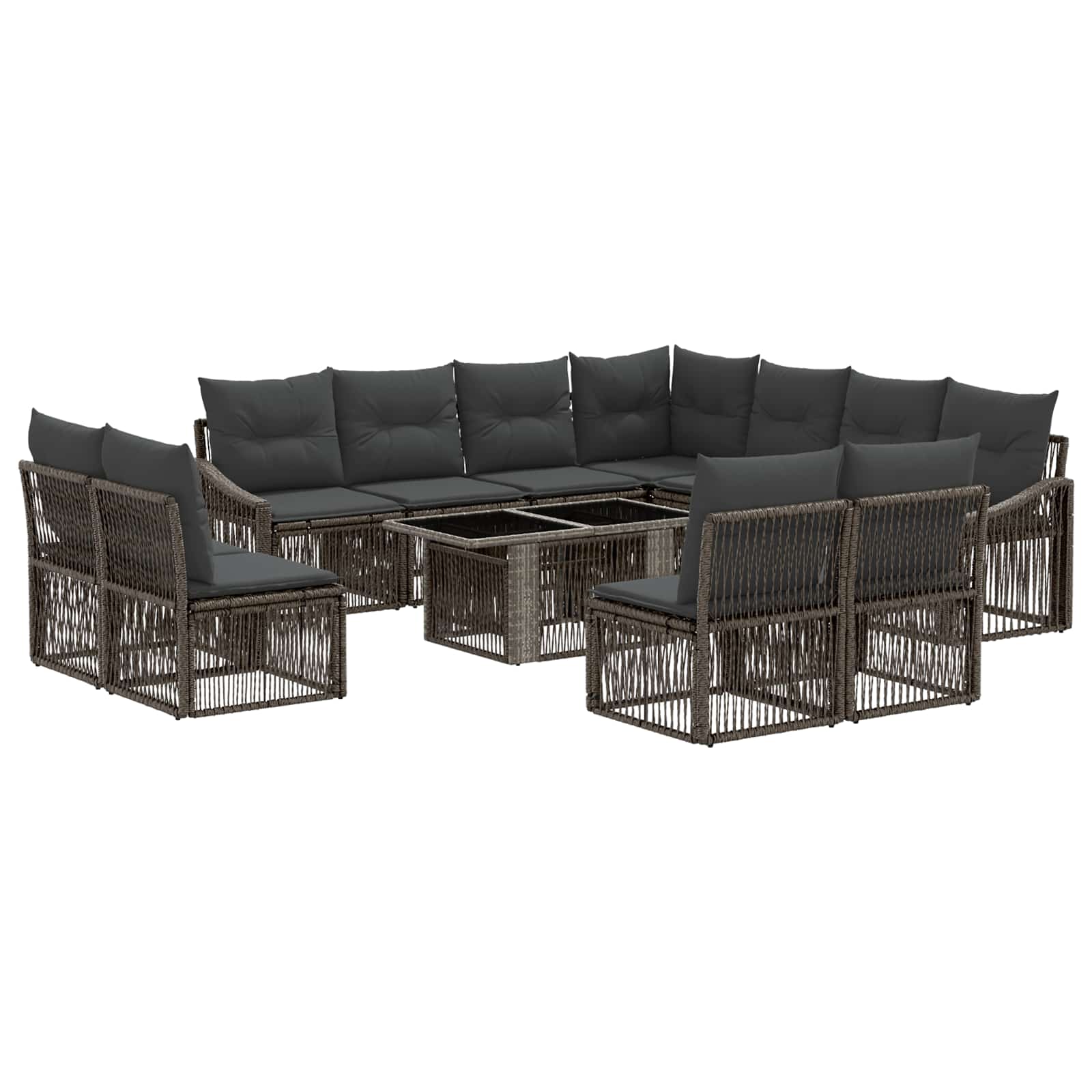 Gartensofa-set 12 stk. Grau und Dunkelgrau Poly-Rattan