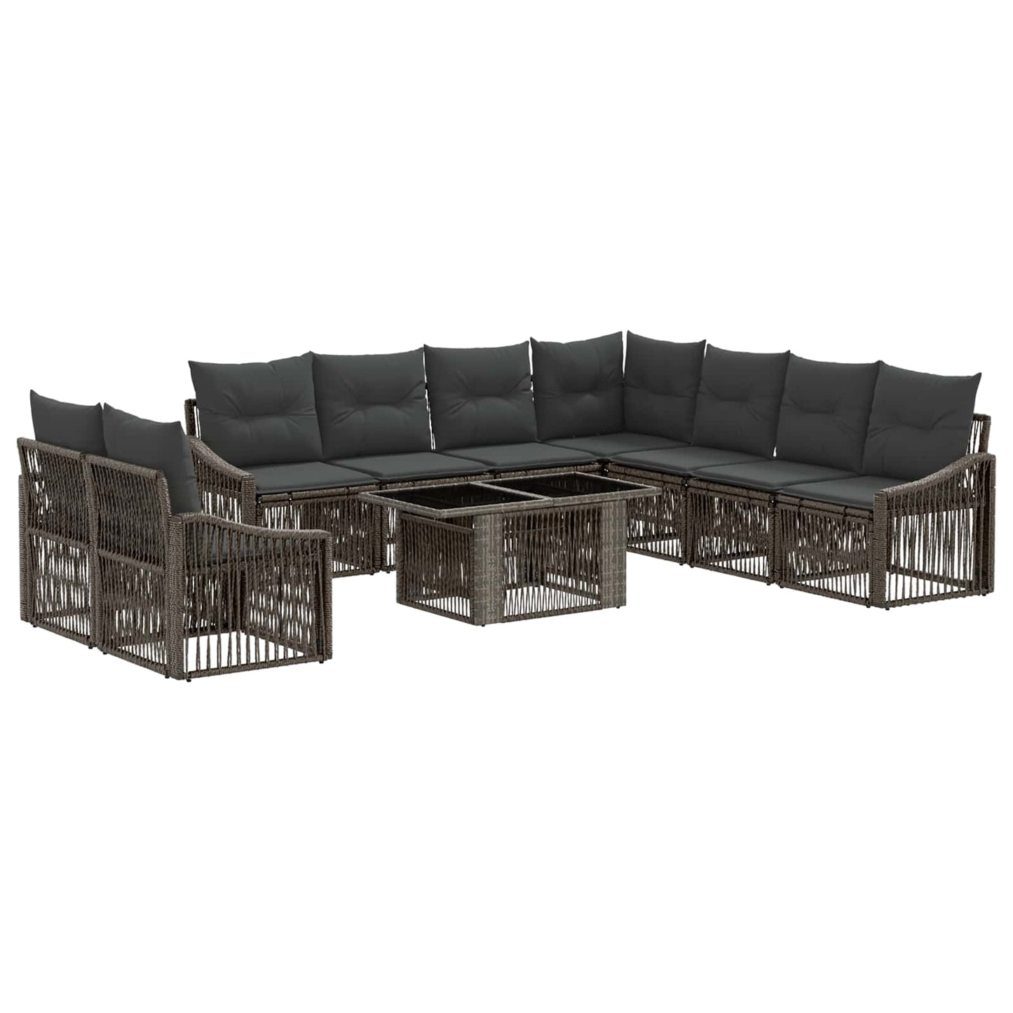 Gartensofa-set 10 stk. Grau und Dunkelgrau Poly-Rattan