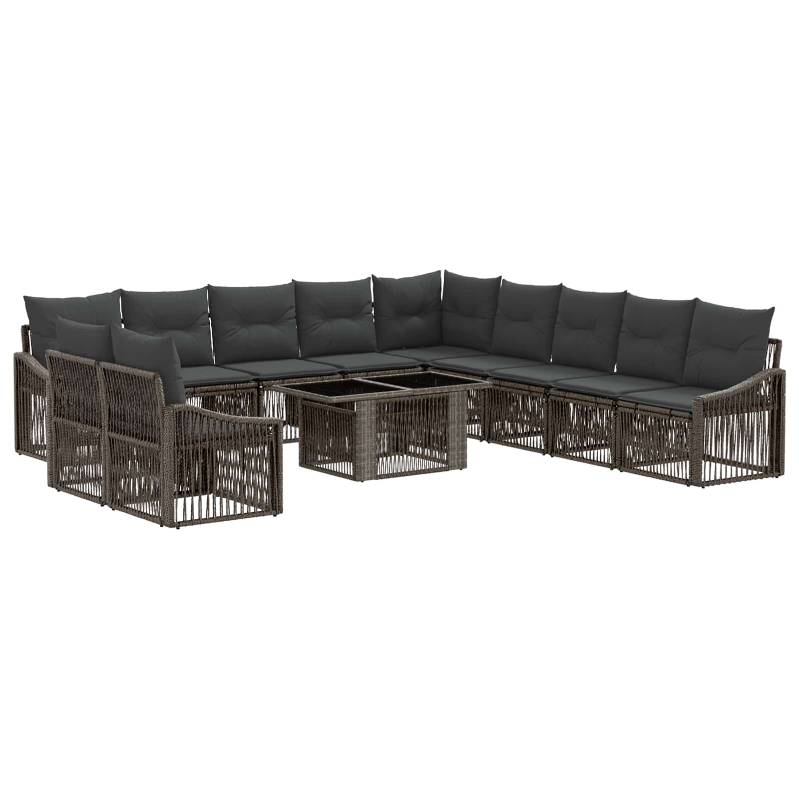 Gartensofa-set 12 stk. Grau und Dunkelgrau Poly-Rattan