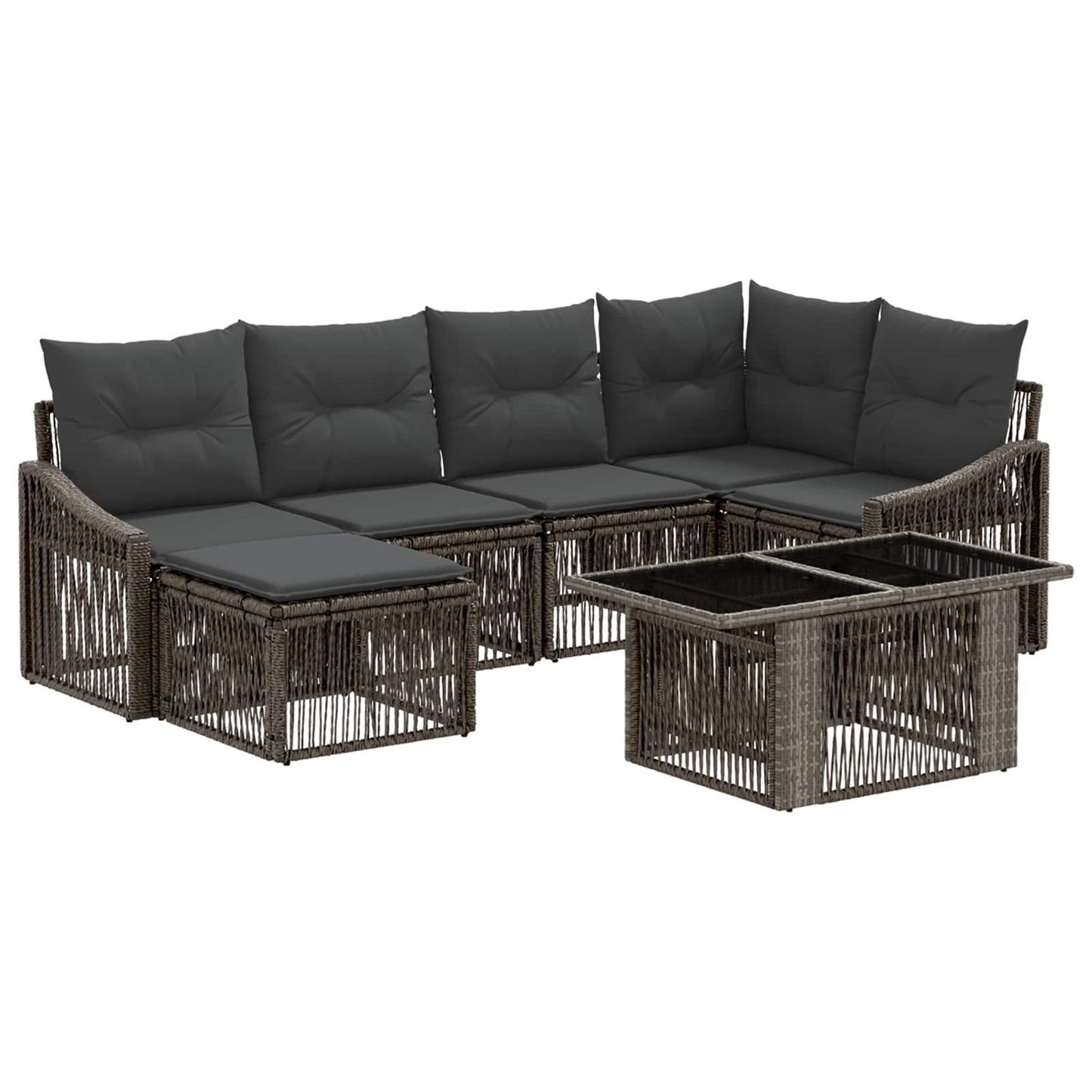 Gartensofa-set 7 stk. Grau und Dunkelgrau Poly-Rattan