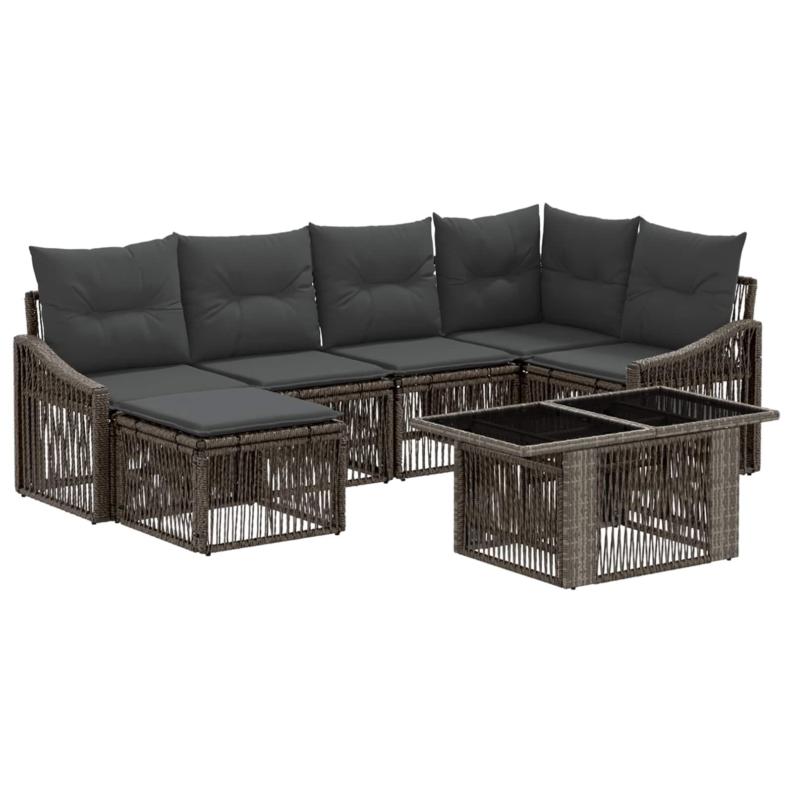 Gartensofa-set 7 stk. Grau und Dunkelgrau Poly-Rattan