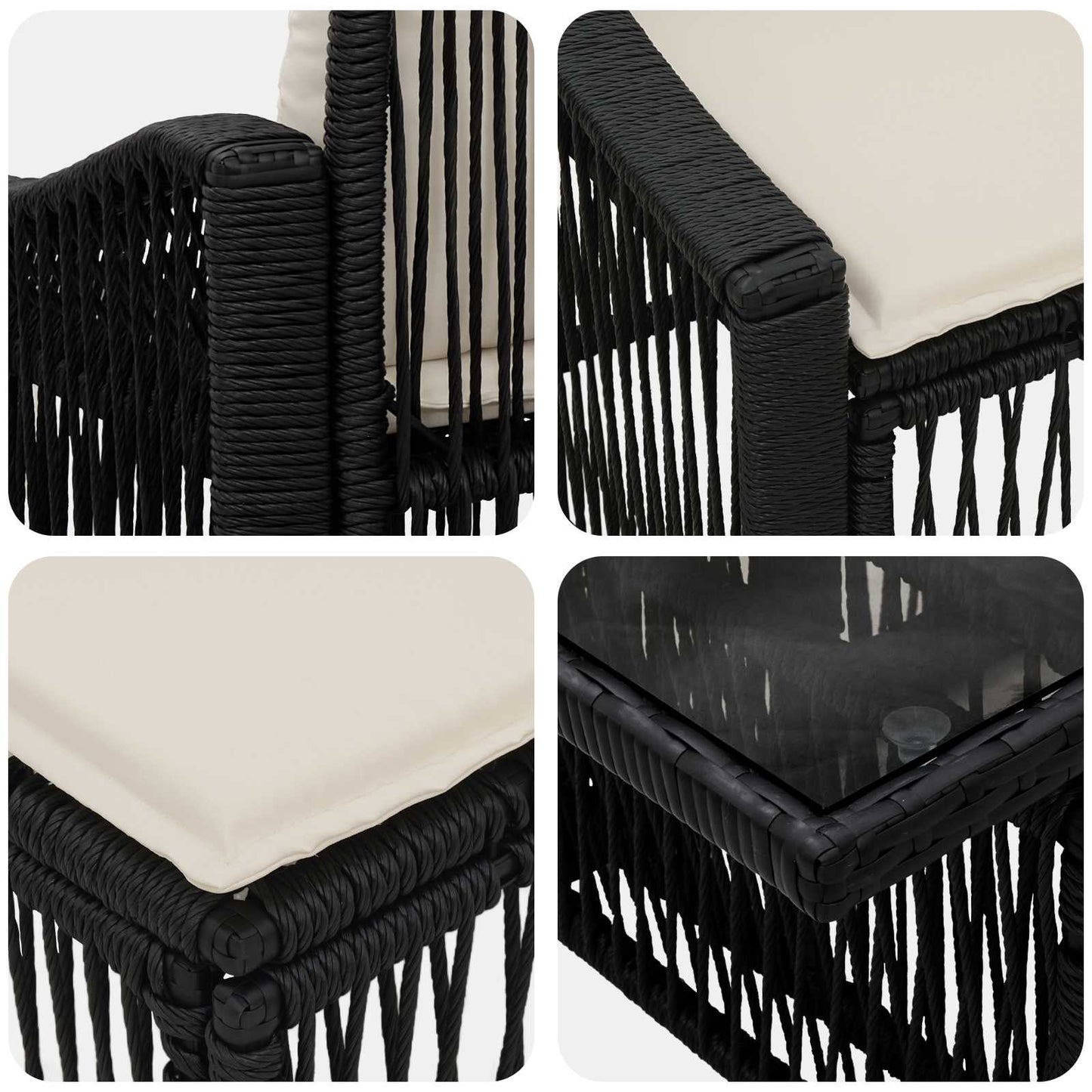 Gartensofa-set 8 stk. Schwarz und Cremeweiß Poly-Rattan