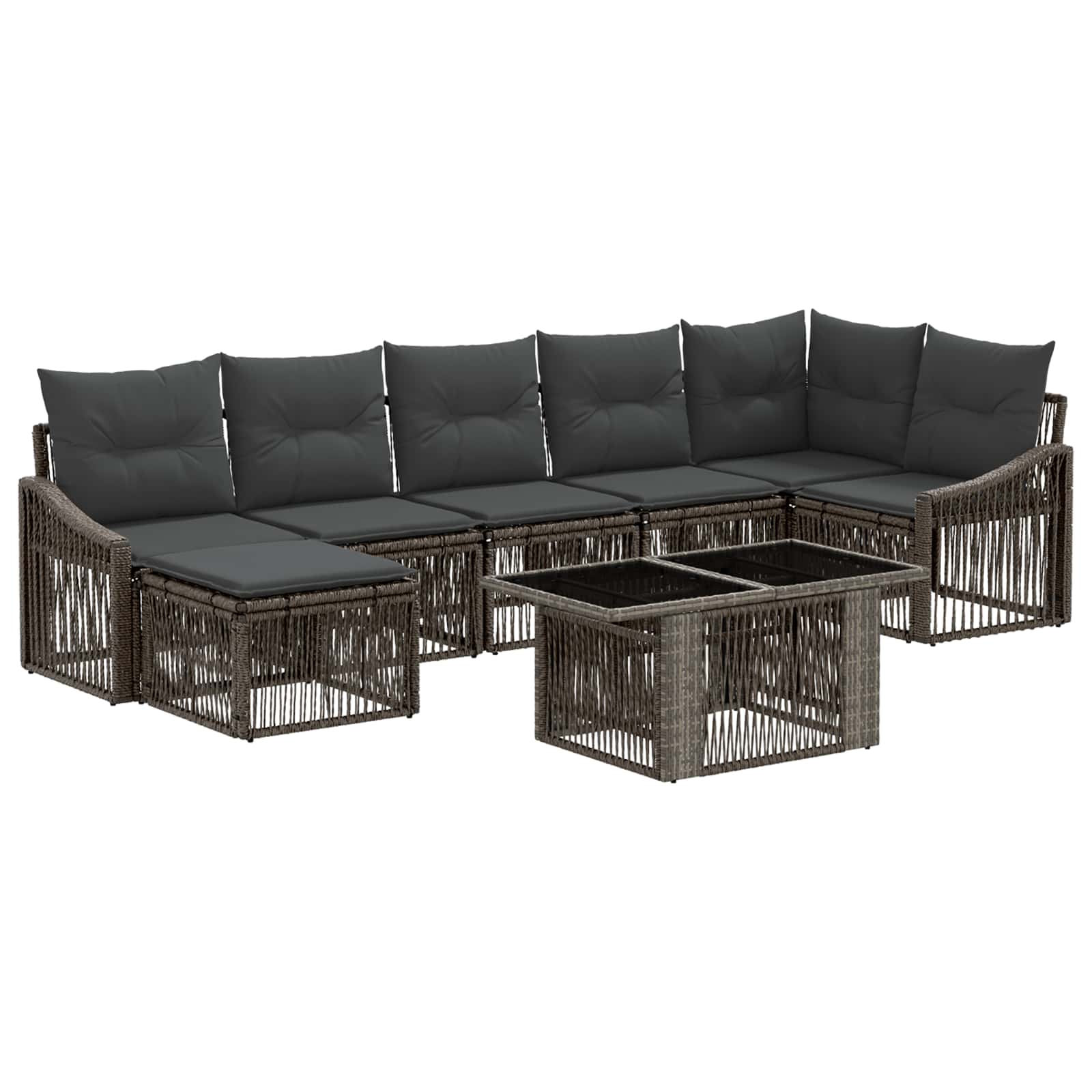 Gartensofa-set 8 stk. Grau und Dunkelgrau Poly-Rattan