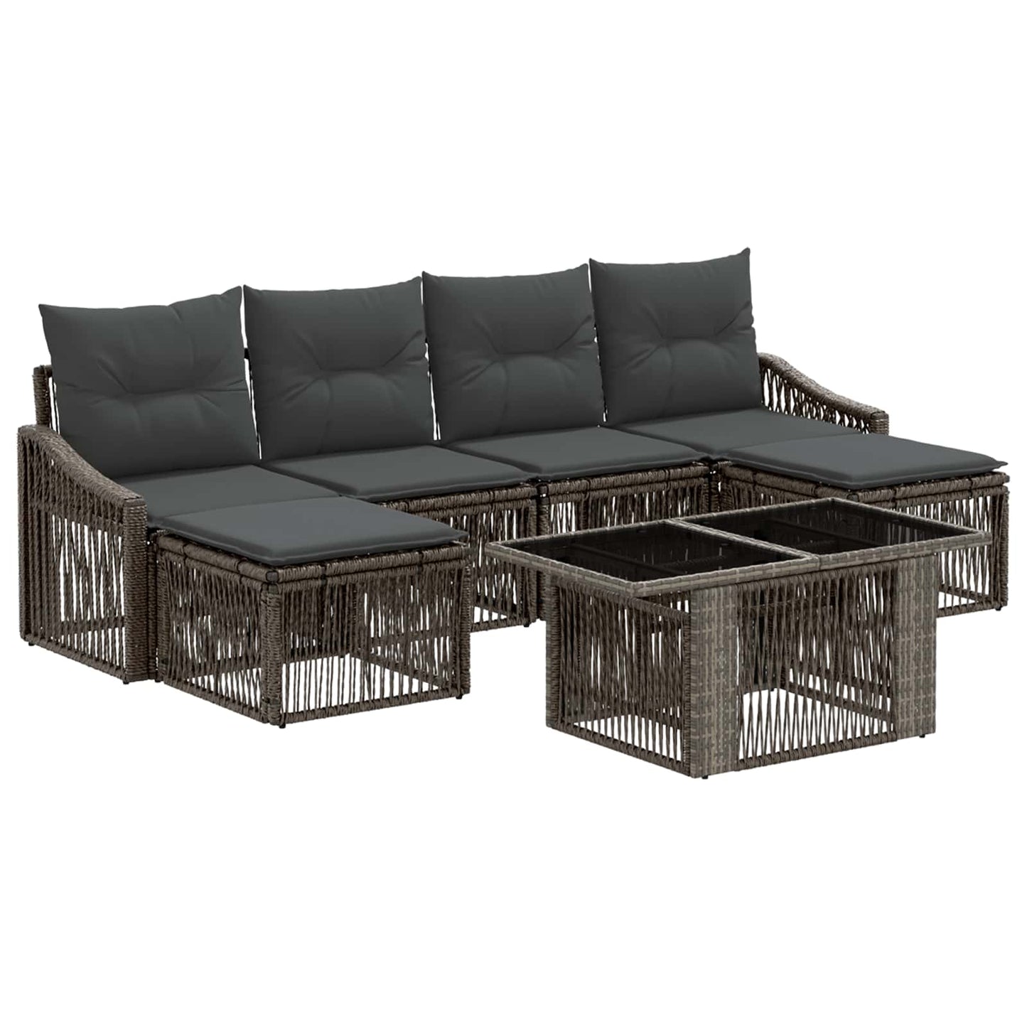 Gartensofa-set 7 stk. Grau und Dunkelgrau Poly-Rattan