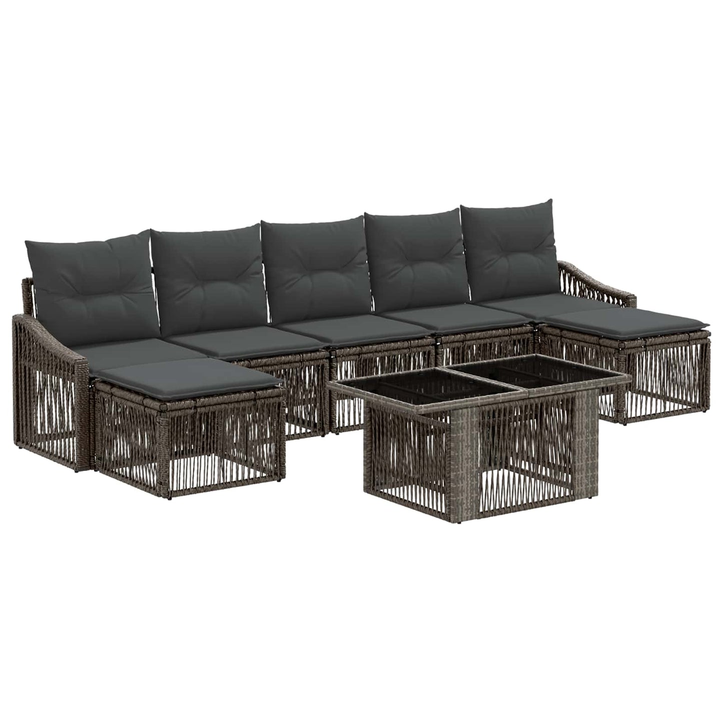 Gartensofa-set 8 stk. Grau und Dunkelgrau Poly-Rattan