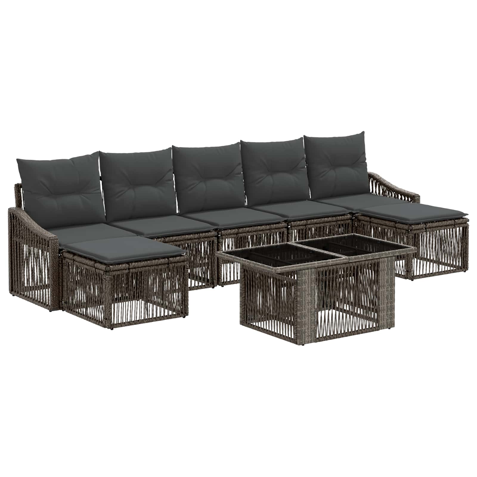 Gartensofa-set 8 stk. Grau und Dunkelgrau Poly-Rattan