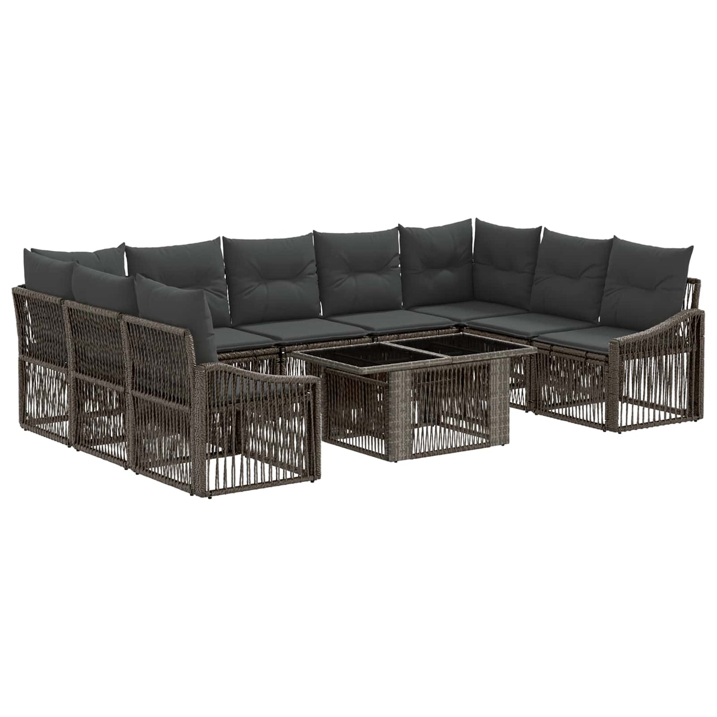 Gartensofa-set 10 stk. Grau und Dunkelgrau Poly-Rattan