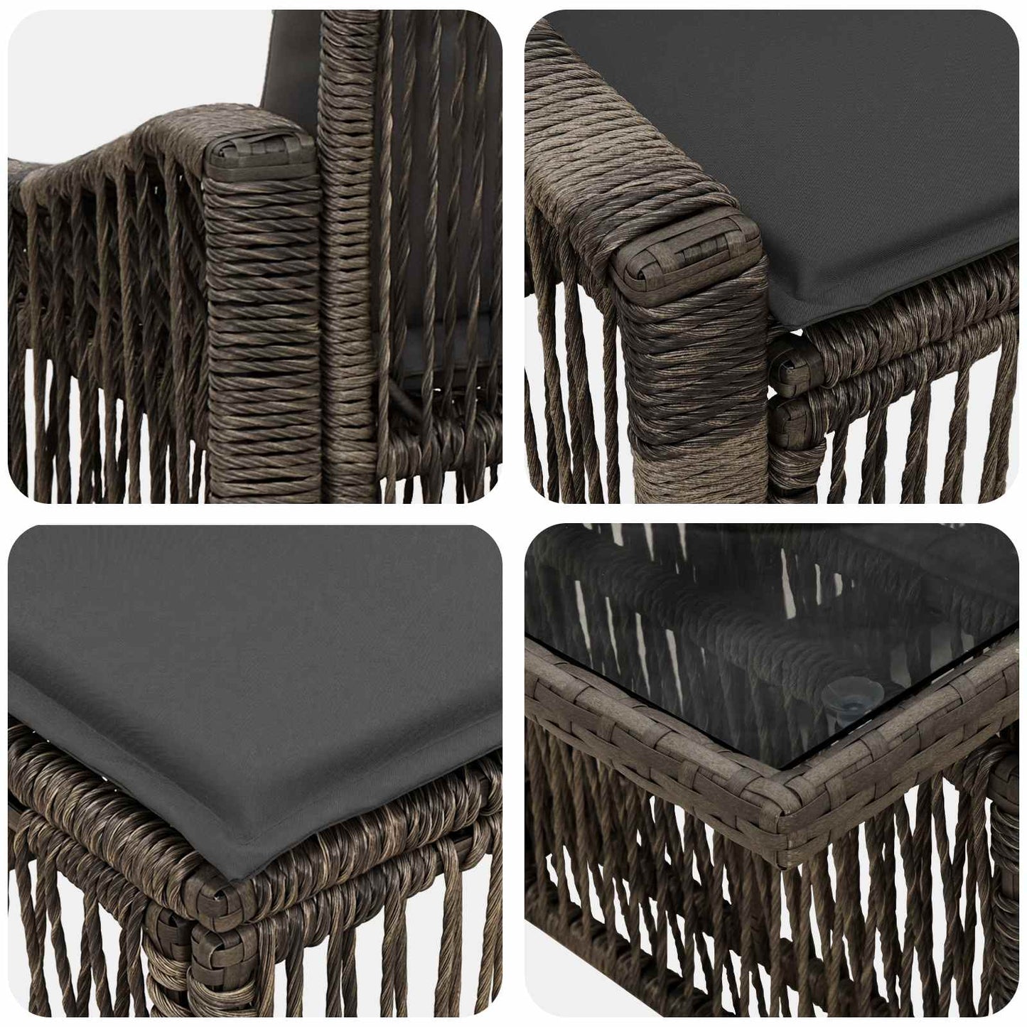 Gartensofa-set 11 stk. Grau und Dunkelgrau Poly-Rattan