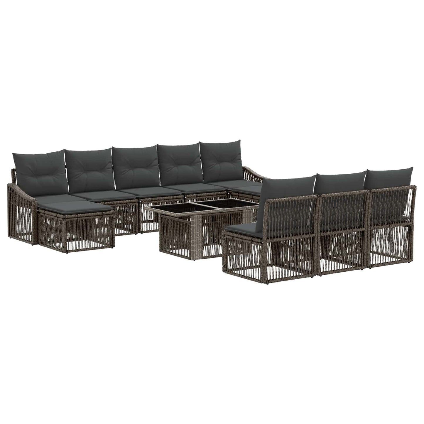 Gartensofa-set 11 stk. Grau und Dunkelgrau Poly-Rattan