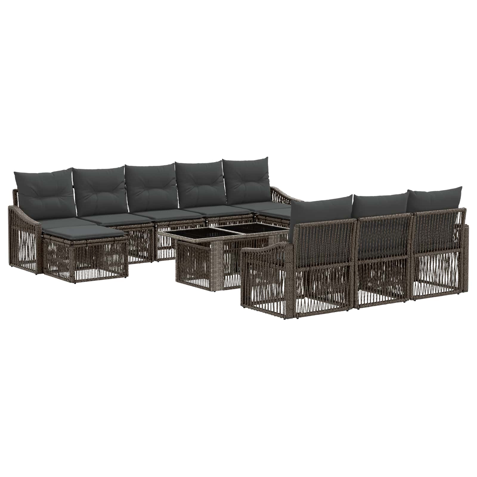 Gartensofa-set 11 stk. Grau und Dunkelgrau Poly-Rattan