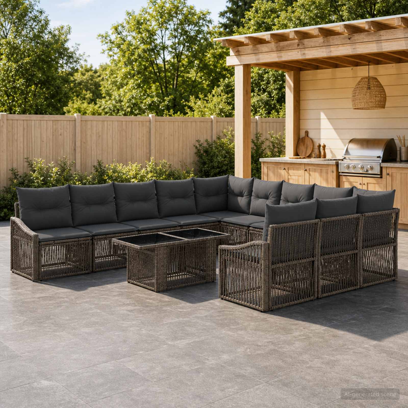 Gartensofa-set 12 stk. Grau und Dunkelgrau Poly-Rattan