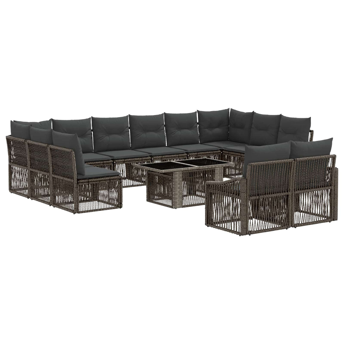 Gartensofa-set 13 stk. Grau und Dunkelgrau Poly-Rattan