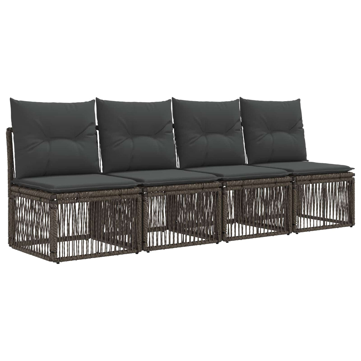 Gartensofa-set 14 stk. Grau und Dunkelgrau Poly-Rattan