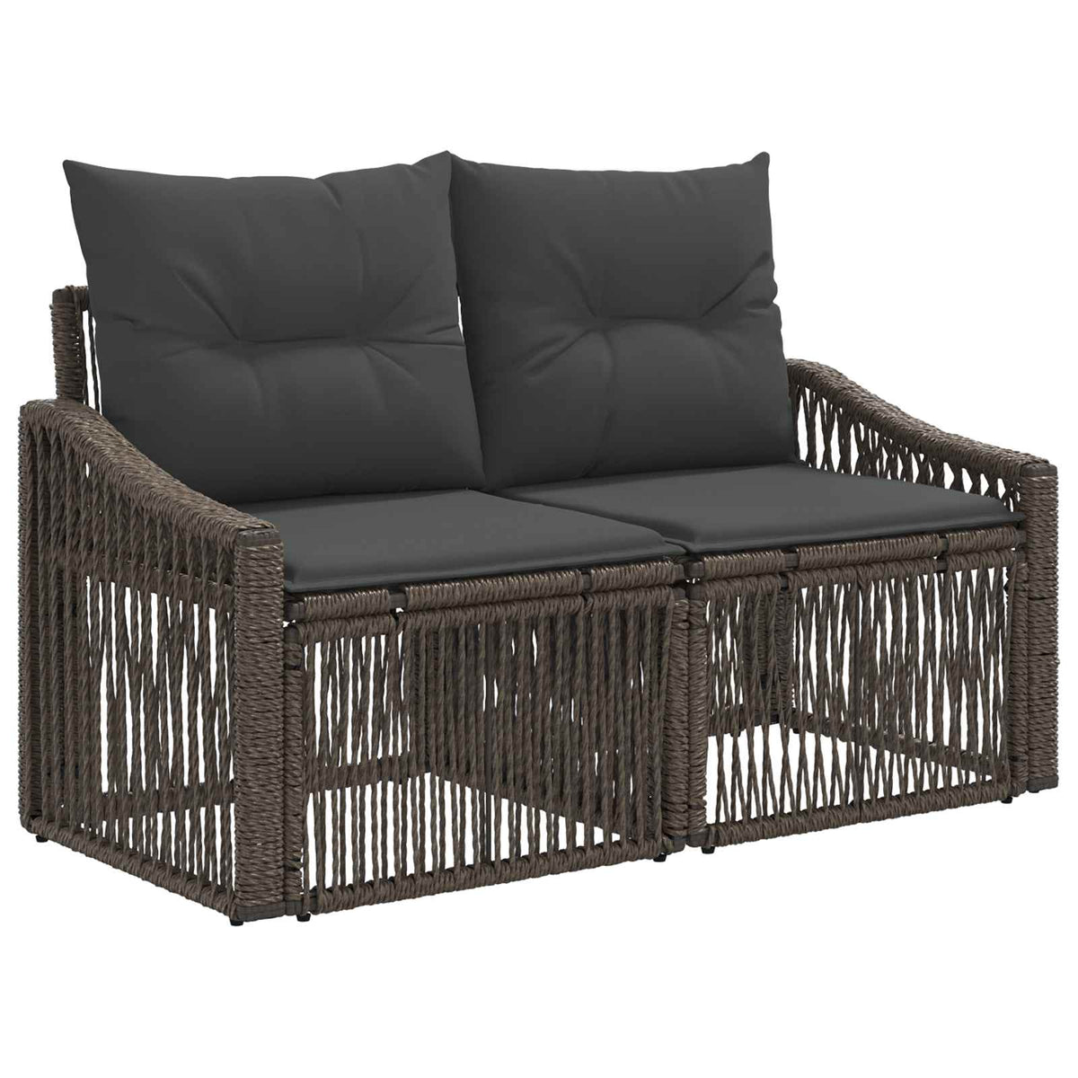 Gartensofa-set 14 stk. Grau und Dunkelgrau Poly-Rattan