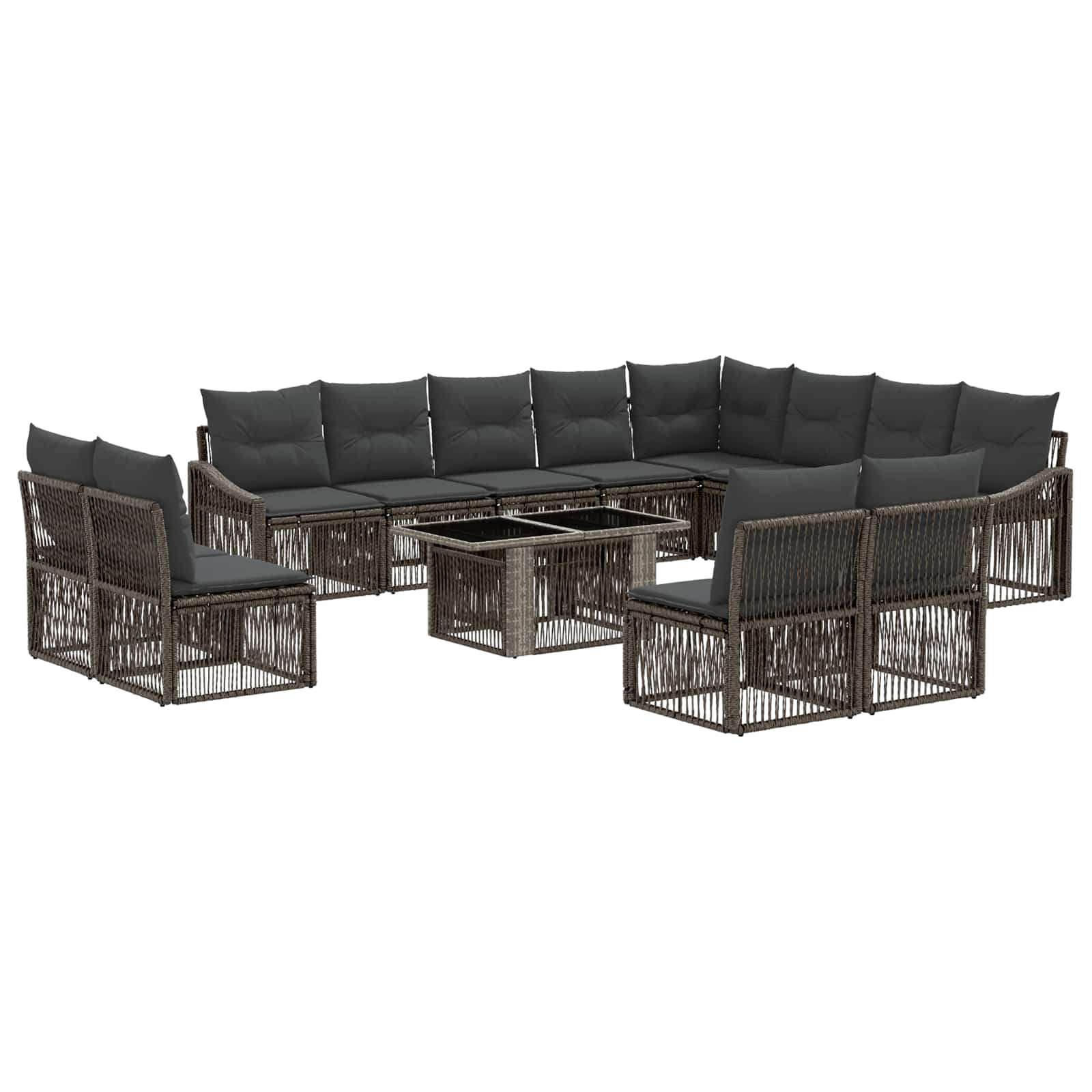 Gartensofa-set 13 stk. Grau und Dunkelgrau Poly-Rattan