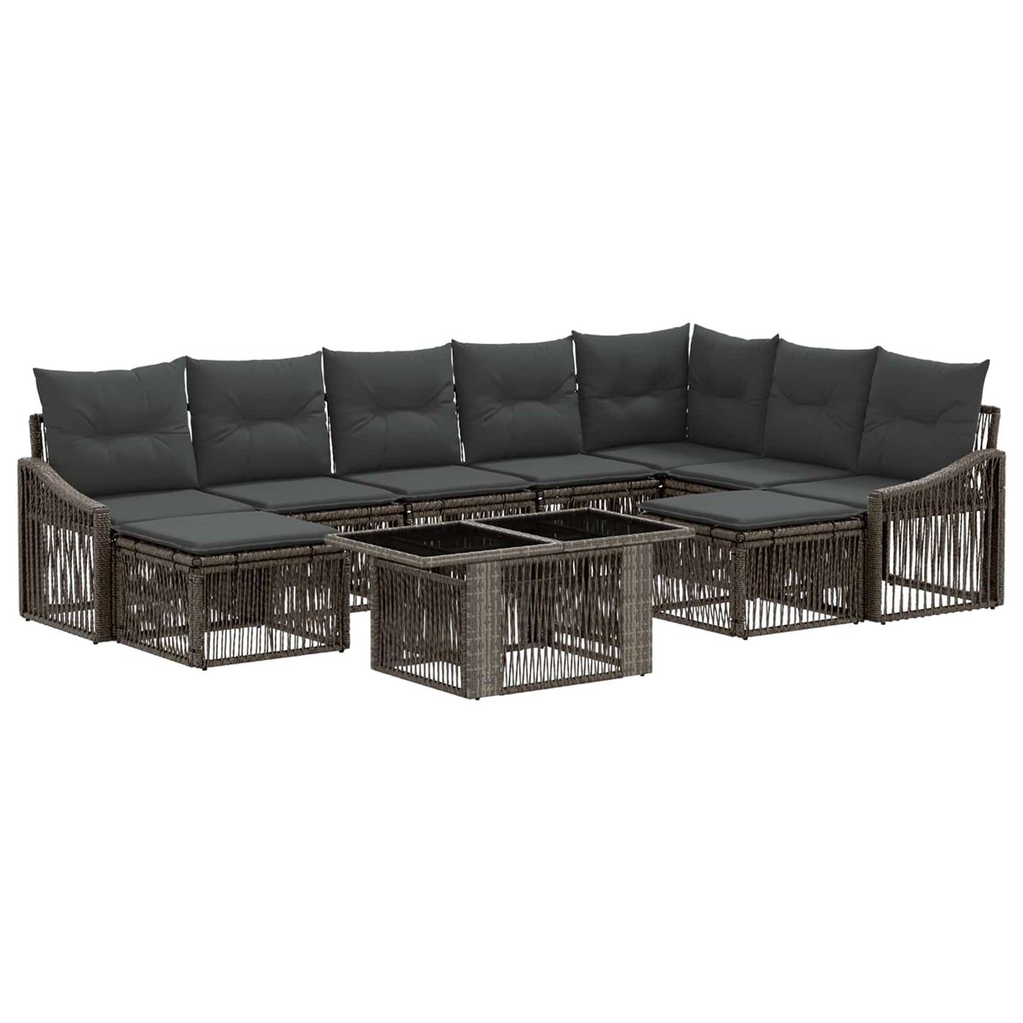 Gartensofa-set 10 stk. Grau und Dunkelgrau Poly-Rattan